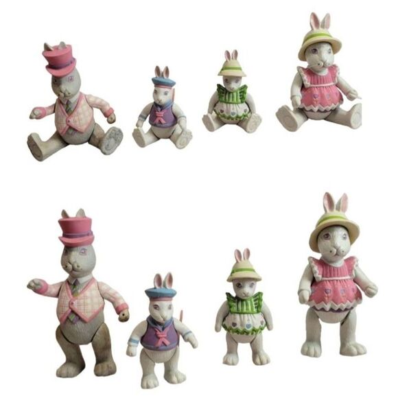 Dept 56 Rabbit Figurines Emily Walter Mandy Andy 1984 Ceramic Bisque Easter 4 fi